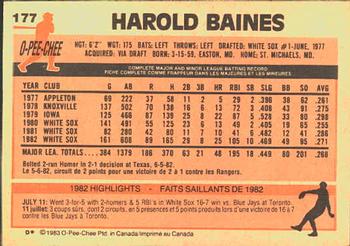 1983 O-Pee-Chee #177 Harold Baines Back