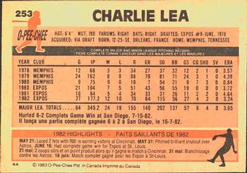 1983 O-Pee-Chee #253 Charlie Lea Back