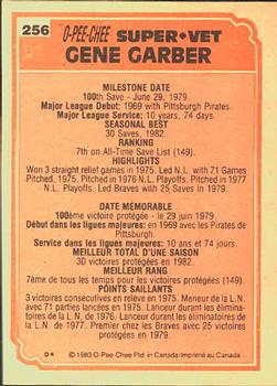 1983 O-Pee-Chee #256 Gene Garber Back
