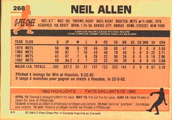 1983 O-Pee-Chee #268 Neil Allen Back