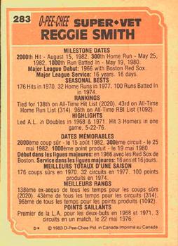 1983 O-Pee-Chee #283 Reggie Smith Back