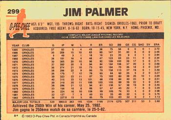 1983 O-Pee-Chee #299 Jim Palmer Back