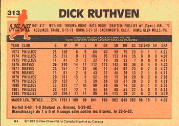 1983 O-Pee-Chee #313 Dick Ruthven Back