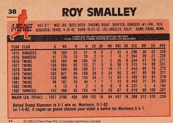 1983 O-Pee-Chee #38 Roy Smalley Back