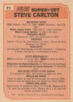 1983 O-Pee-Chee #71 Steve Carlton Back