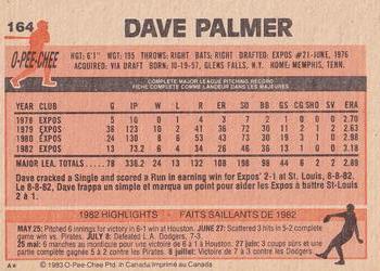 1983 O-Pee-Chee #164 David Palmer Back