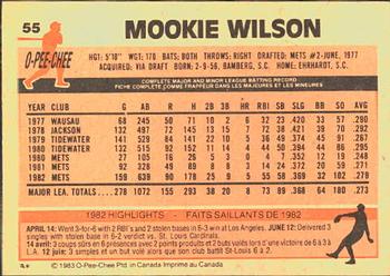 1983 O-Pee-Chee #55 Mookie Wilson Back