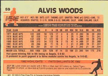 1983 O-Pee-Chee #59 Alvis Woods Back