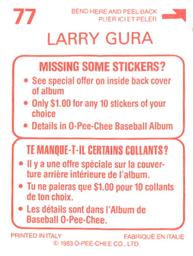 1983 O-Pee-Chee Stickers #77 Larry Gura Back