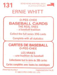 1983 O-Pee-Chee Stickers #131 Ernie Whitt Back