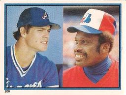 1983 O-Pee-Chee Stickers #206 Dale Murphy / Al Oliver Front