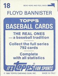 1983 Topps Stickers #18 Floyd Bannister Back