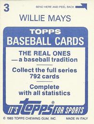 1983 Topps Stickers #3 Willie Mays Back