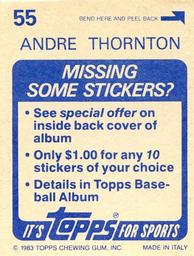 1983 Topps Stickers #55 Andre Thornton Back