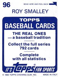1983 Topps Stickers #96 Roy Smalley Back