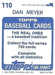 1983 Topps Stickers #110 Dan Meyer Back