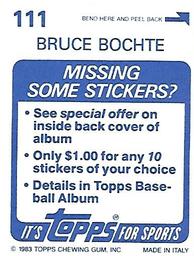 1983 Topps Stickers #111 Bruce Bochte Back
