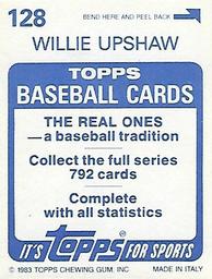 1983 Topps Stickers #128 Willie Upshaw Back