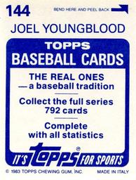 1983 Topps Stickers #144 Joel Youngblood Back