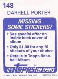 1983 Topps Stickers #148 Darrell Porter Back
