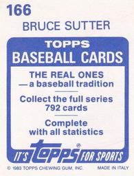 1983 Topps Stickers #166 Bruce Sutter Back