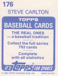 1983 Topps Stickers #176 Steve Carlton Back