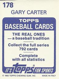 1983 Topps Stickers #178 Gary Carter Back