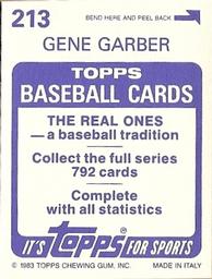1983 Topps Stickers #213 Gene Garber Back