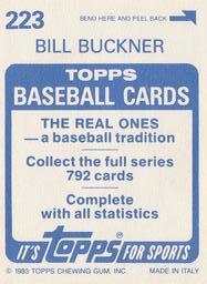 1983 Topps Stickers #223 Bill Buckner Back
