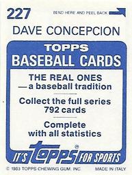 1983 Topps Stickers #227 Dave Concepcion Back
