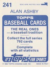 1983 Topps Stickers #241 Alan Ashby Back