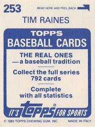 1983 Topps Stickers #253 Tim Raines Back