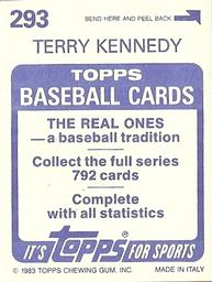 1983 Topps Stickers #293 Terry Kennedy Back