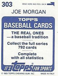 1983 Topps Stickers #303 Joe Morgan Back
