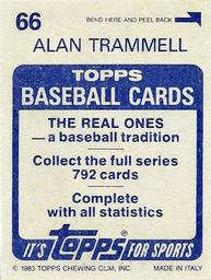 1983 Topps Stickers #66 Alan Trammell Back