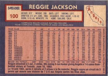1984 O-Pee-Chee #100 Reggie Jackson Back