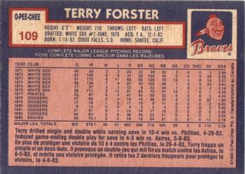 1984 O-Pee-Chee #109 Terry Forster Back