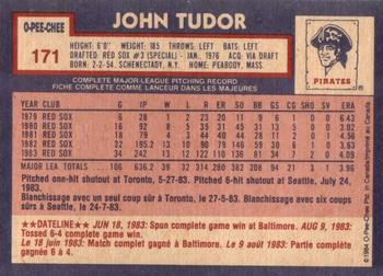 1984 O-Pee-Chee #171 John Tudor Back