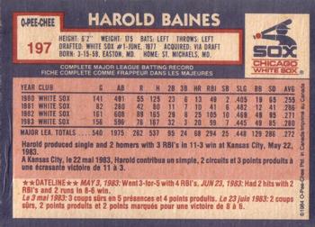 1984 O-Pee-Chee #197 Harold Baines Back