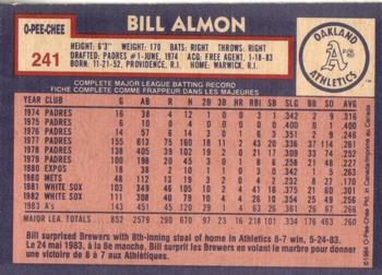 1984 O-Pee-Chee #241 Billy Almon Back
