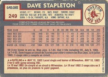 1984 O-Pee-Chee #249 Dave Stapleton Back