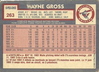 1984 O-Pee-Chee #263 Wayne Gross Back