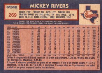 1984 O-Pee-Chee #269 Mickey Rivers Back