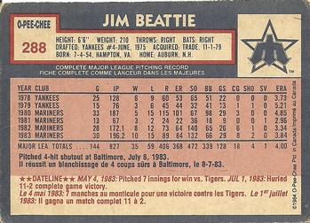 1984 O-Pee-Chee #288 Jim Beattie Back
