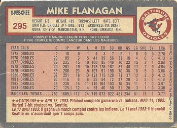 1984 O-Pee-Chee #295 Mike Flanagan Back