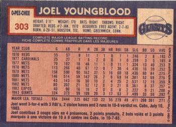 1984 O-Pee-Chee #303 Joel Youngblood Back