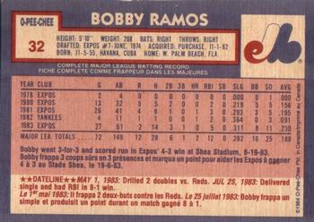 1984 O-Pee-Chee #32 Bobby Ramos Back
