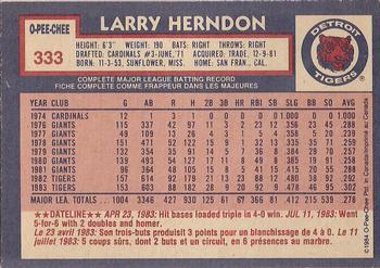 1984 O-Pee-Chee #333 Larry Herndon Back