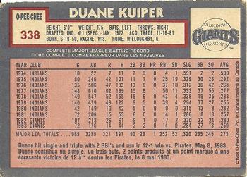 1984 O-Pee-Chee #338 Duane Kuiper Back