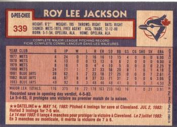 1984 O-Pee-Chee #339 Roy Lee Jackson Back
